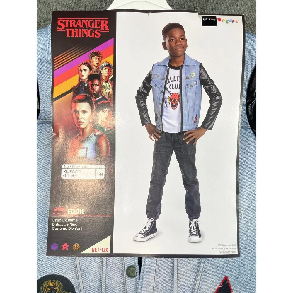 Stranger Things Eddie Munson Costume Kids XL 14-16 Hellfire Club Jacket Disguise